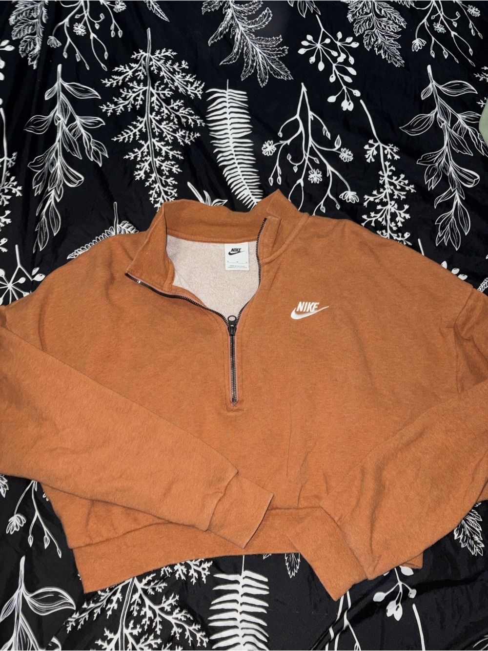 Nike Women’s Cropped Half-Zip Sweater Pullover - Rust Orange